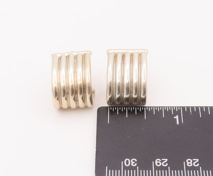 925 Sterling Silver Vintage Earrings ESPO SIG Solid Grooved Open J Hoops EG12937