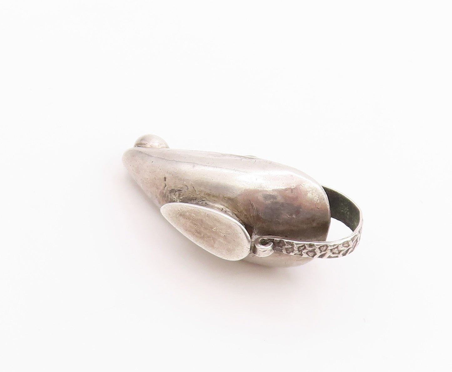 925 Sterling Silver Vintage Pendant 3D Carved Dark Tone Genie Lamp  PT24372