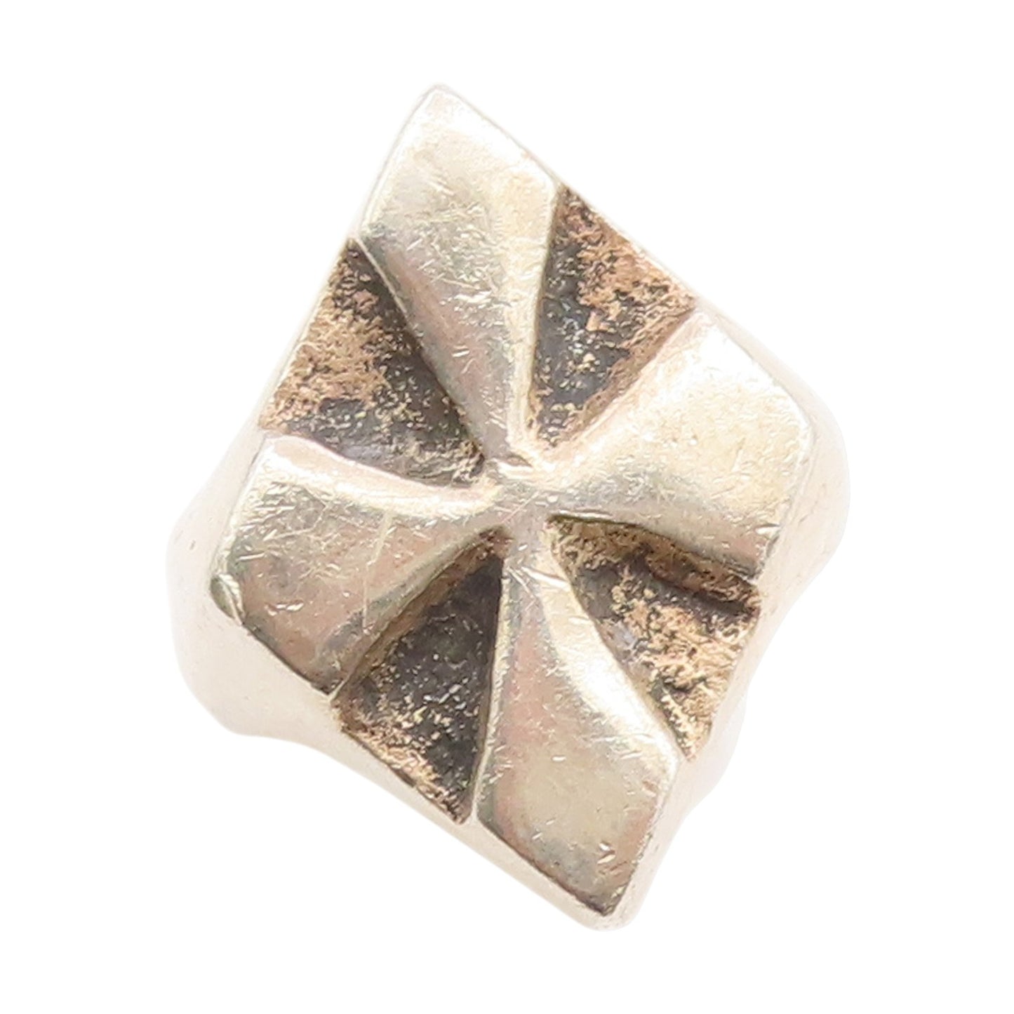 925 Sterling Silver Vintage Ring MEXICO Solid Maltese Cross Band  Sz 6  RG34962