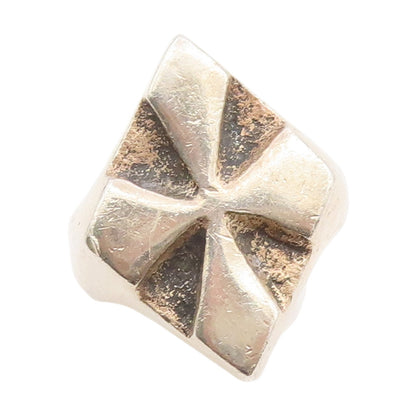 925 Sterling Silver Vintage Ring MEXICO Solid Maltese Cross Band  Sz 6  RG34962