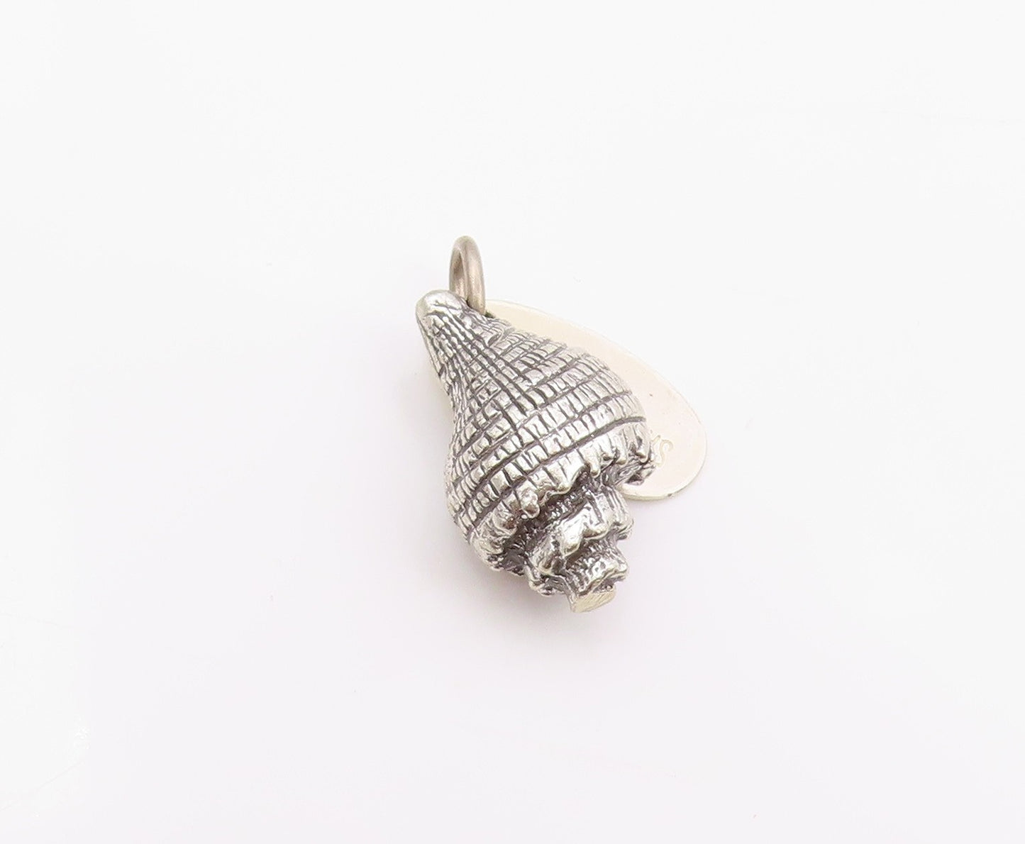 925 Sterling Silver Vintage Pendant Etched Spiral Conch Seashell Charm  PT26023