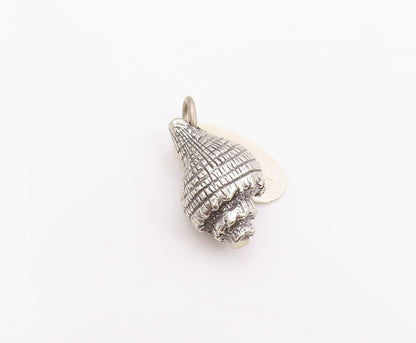 925 Sterling Silver Vintage Pendant Etched Spiral Conch Seashell Charm  PT26023