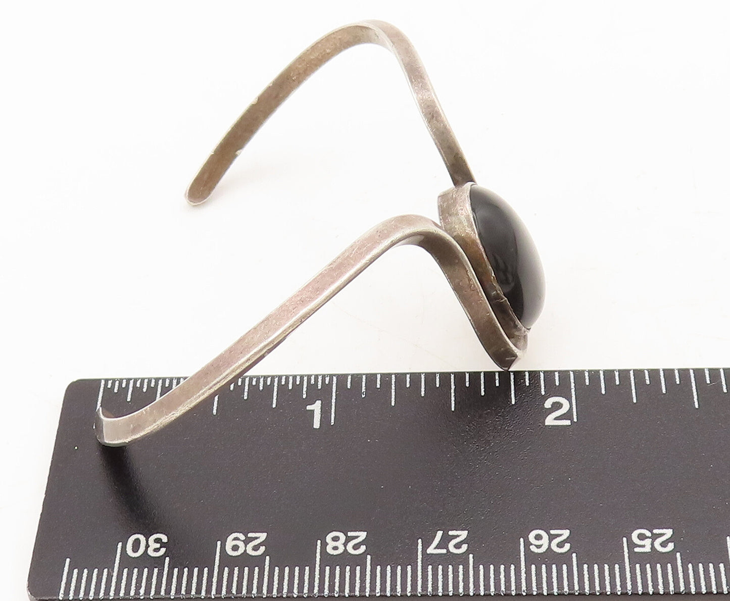 925 Sterling Silver Vintage Bracelet MANIQUIS Solid Designer Onyx Cuff  BT10233