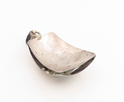 925 Sterling Silver Vintage Pendant POLAND Green Cabochon Gemstone   PT25155
