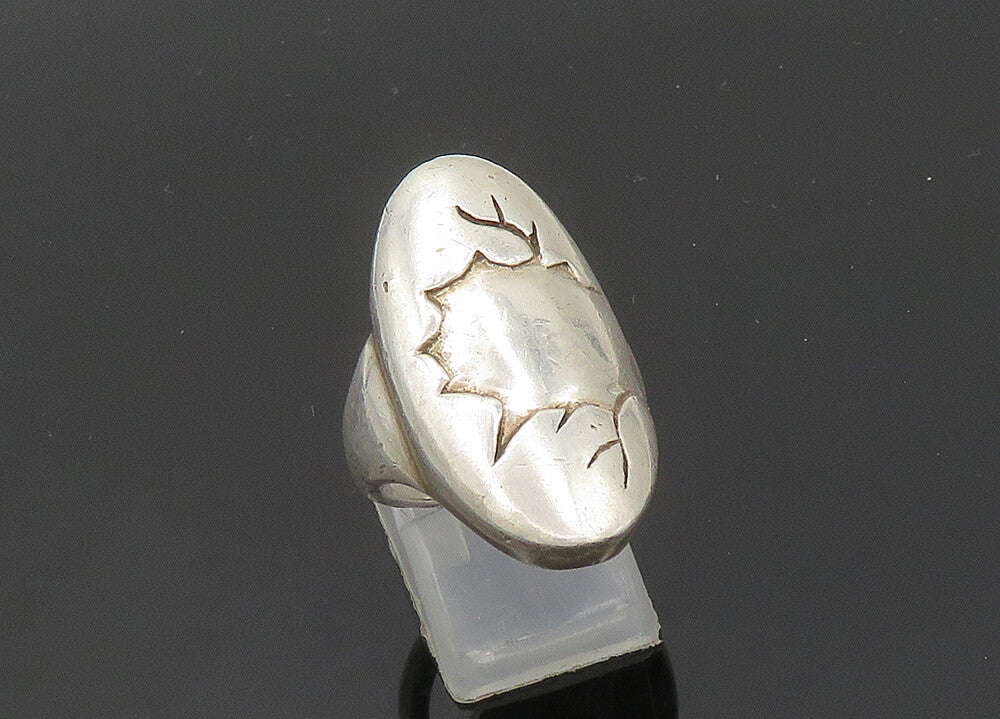 925 Sterling Silver  Vintage Shiny Artistic Design Band Ring Sz 7  RG20032