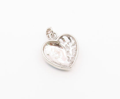 925 Sterling Silver  Vintage Inlaid Blue Fire Opal Love Heart Pendant  PT16276