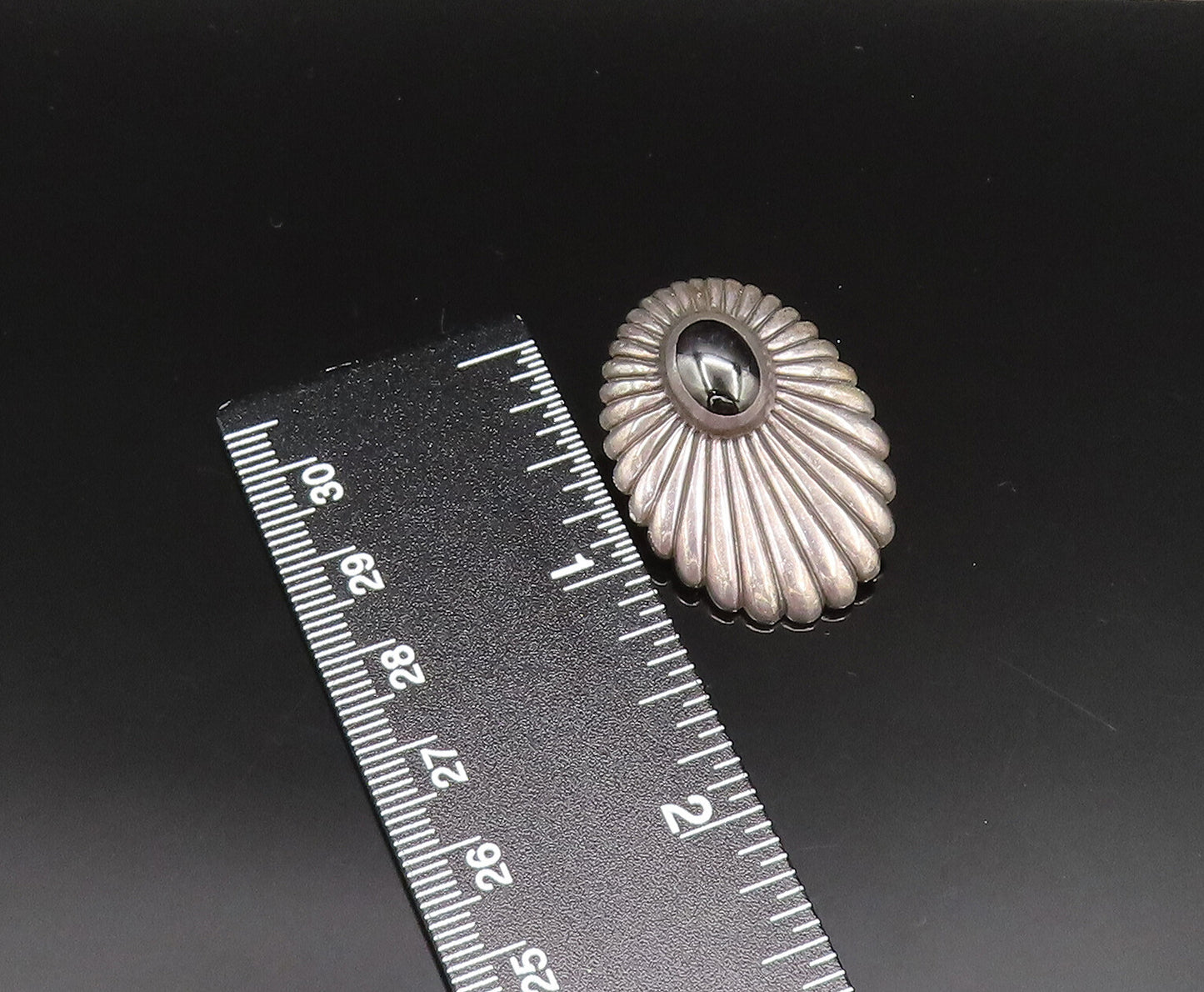 KABANA 925 Sterling Silver  Vintage Ribbed Floral Black Onyx Earrings  EG11753
