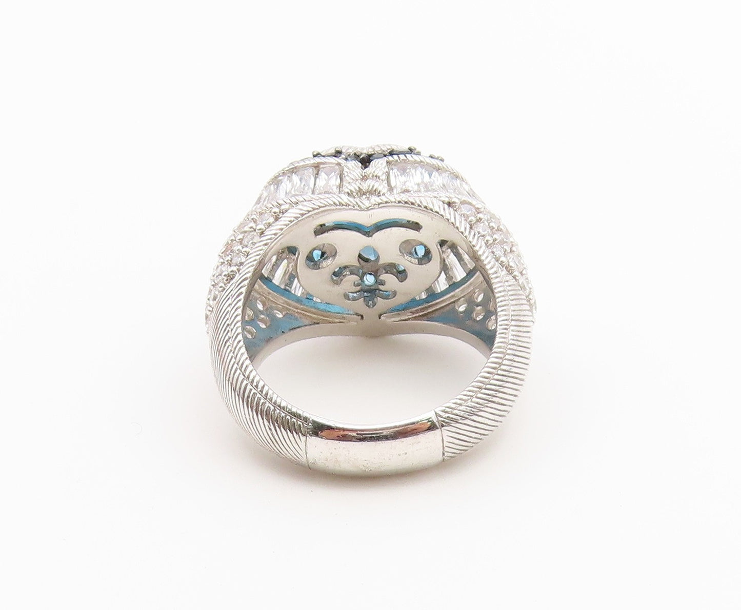 925 Sterling Silver Vintage Ring JUDITH RIPKA Topaz Love Heart  Sz 8  RG36865