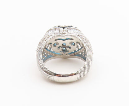 925 Sterling Silver Vintage Ring JUDITH RIPKA Topaz Love Heart  Sz 8  RG36865