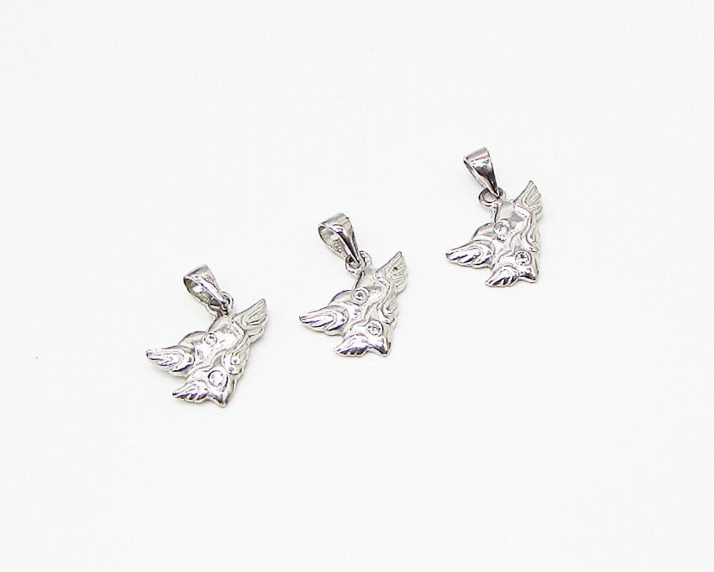 925 Sterling Silver  Lot of 3 Cubic Zirconia Love Wings Drop Pendant  PT1940