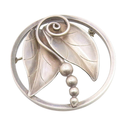 925 Sterling Silver Vintage Brooch Pin LA PAGLIA Classic Leaf & Berries  BP12396