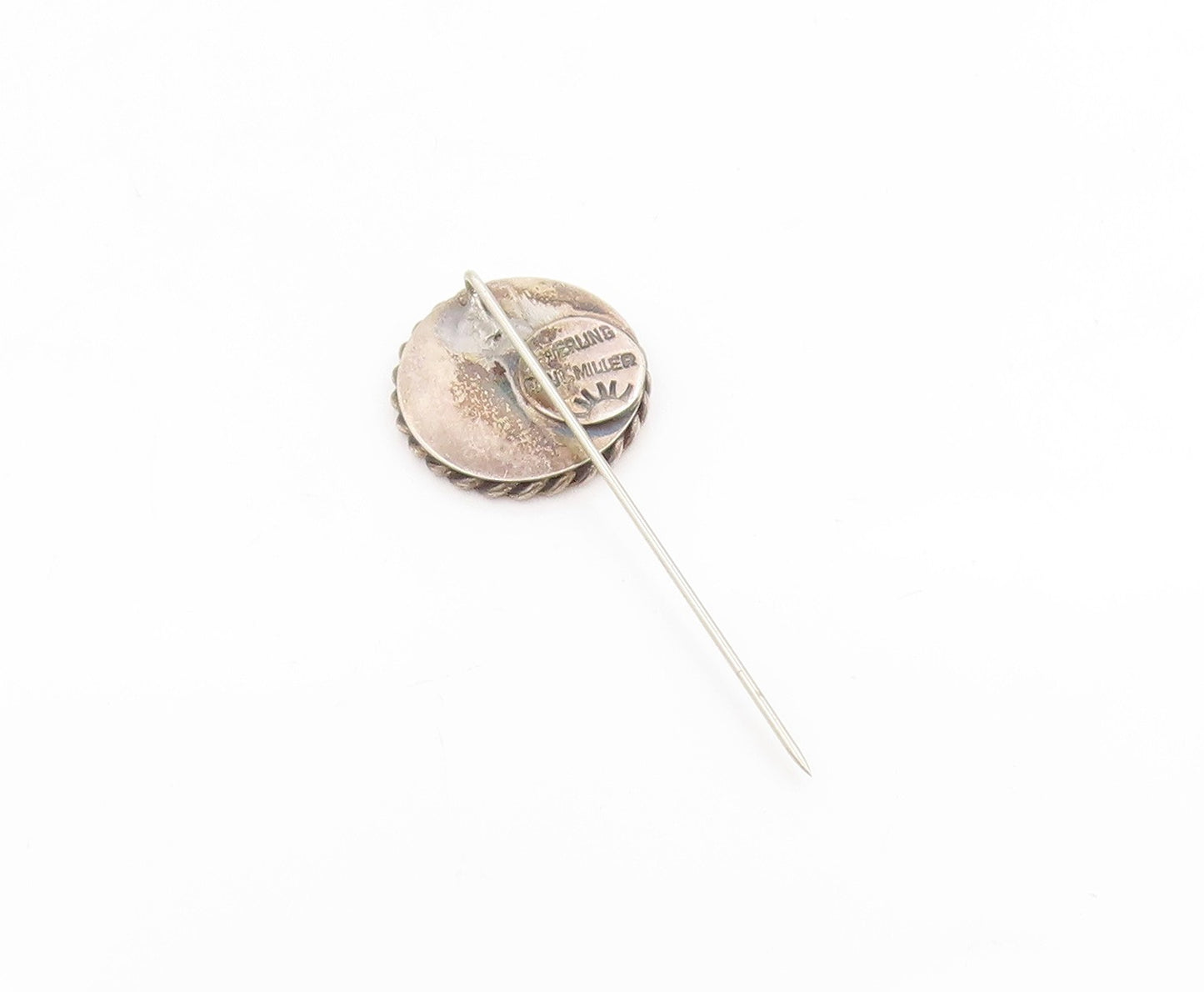 925 Sterling Silver Vintage Stick Pin PAUL MILLER Letter E Twisted Rope  TR4116
