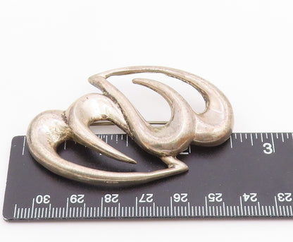 925 Sterling Silver  Vintage Smooth Double Open Love Heart Brooch Pin  BP3078
