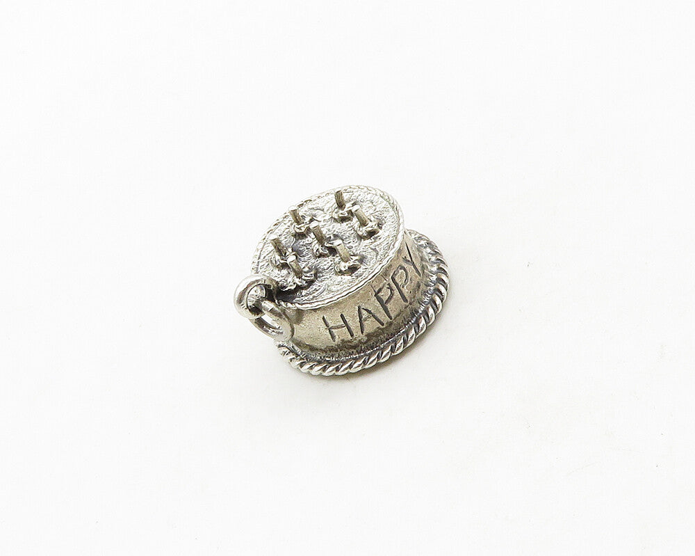 DANECRAFT 925 Sterling Silver  Vintage Happy Birthday Cake Pendant  PT15629