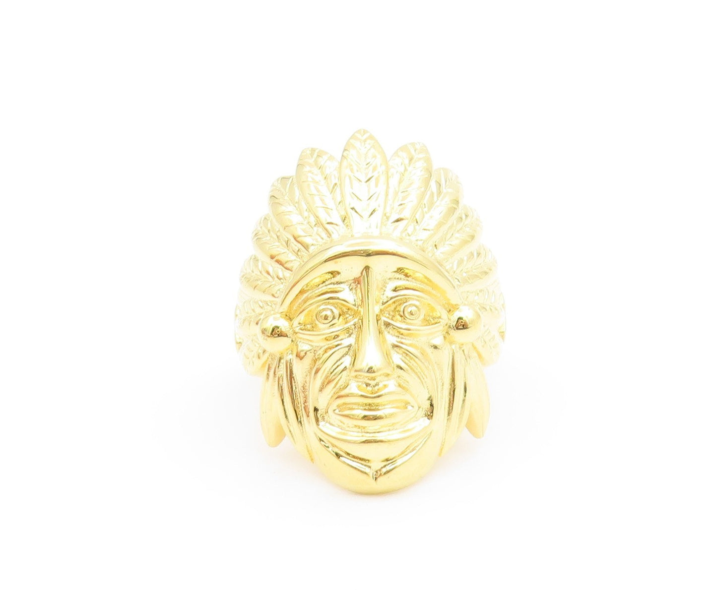 925 Sterling Silver Vintage Ring Gold Plated Native Chief  Sz 8.5  RG35291