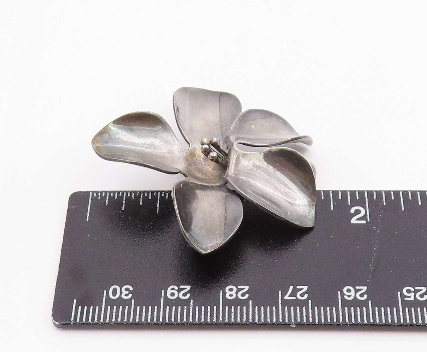 925 Sterling Silver Vintage Brooch Pin DENMARK Abstract Floral Petal  BP12464