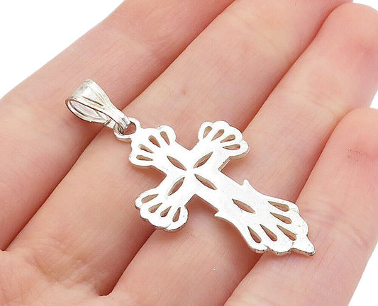 925 Sterling Silver  Vintage Cutout Design Religious Cross Pendant  PT4934