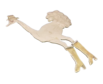 925 Silver  Vintage Designer Gold Plated Shoes & Hat Peacock Brooch Pin TR3503