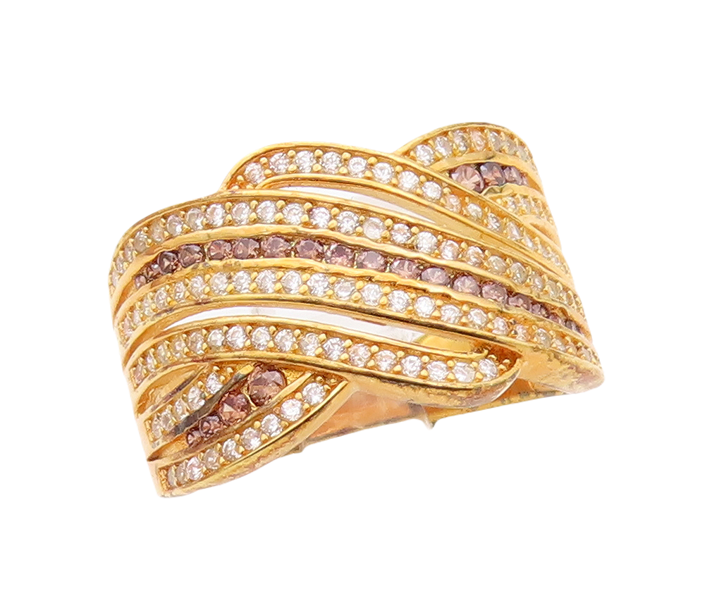 925 Sterling Silver Vintage Ring Gold Plated Designer CZ Inlay  Sz 7.5  RG29976