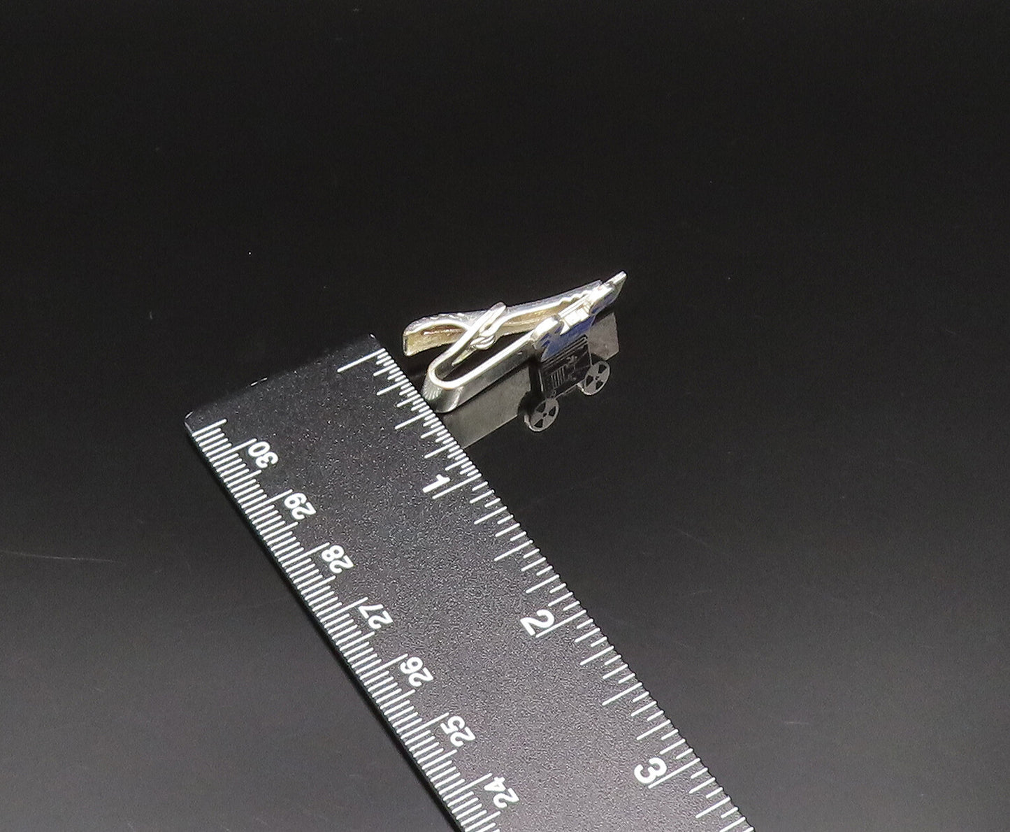 925 Sterling Silver  Vintage Blue Enamel Old Motion Film Tie Clip  TR3341