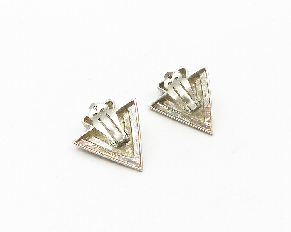 DND 925 Sterling Silver  Vintage Modernist Pointed Non Pierce Earrings  EG9069