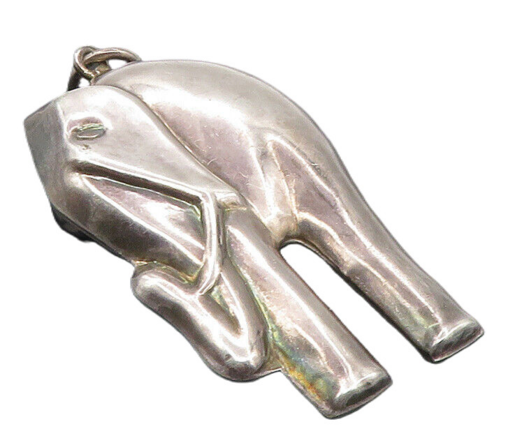 925 Sterling Silver  Vintage Dark Tone Hollow Elephant Motif Pendant  PT7790
