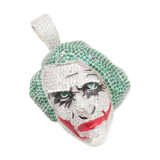 925 Sterling Silver Vintage Pendant Colorful CZ Evil Laugh Joker Figure  PT25841