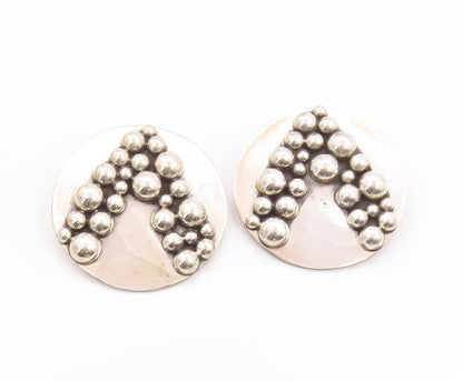 925 Sterling Silver Vintage Earrings CARSI MEXICO Carved Bubble Design  EG13568