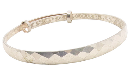 CHINESE 925 Silver  Vintage Diamond Pattern Hidden Message Bracelet  BT9363