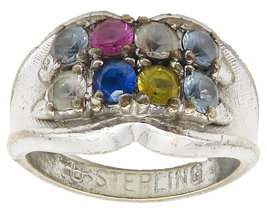 UNCAS 925 Silver Vintage Multi Color Topaz Cluster Band Ring Sz 6 RG16114