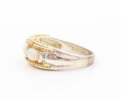 14k Gold 925 Sterling Silver Vintage Ring Oval Fire Opal Band  Sz 8  RG31916