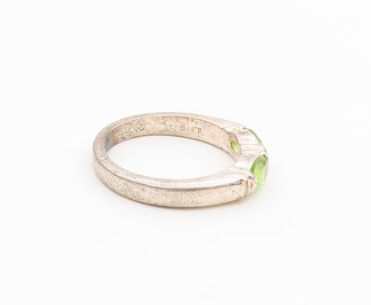 925 Sterling Silver Vintage Ring Classic Oval Cut Peridot Band  Sz 7.5  RG36609