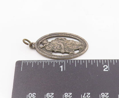 925 Sterling Silver  Vintage Antique Oxidized St. Christopher Pendant  PT15230