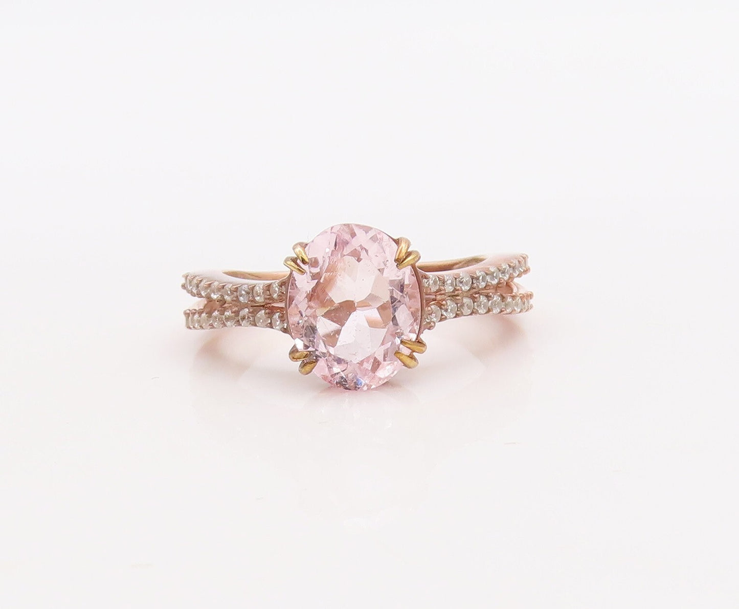 925 Sterling Silver Vintage Ring Rose Gold Plated Pink  White Topaz Sz 7 RG29828