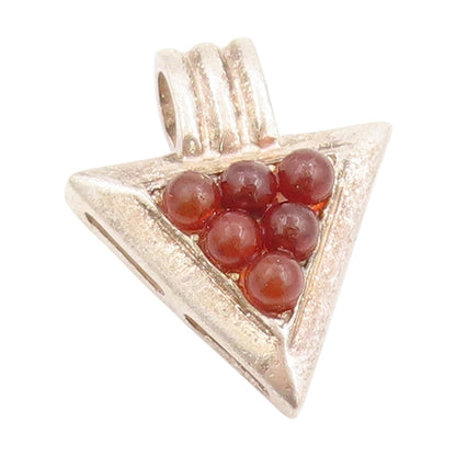 925 Sterling Silver Vintage Pendant POLAND Carnelian Beaded Pyramid  PT25354