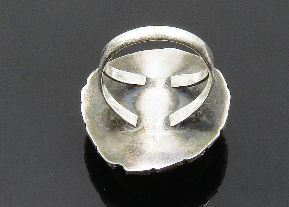 NAVAJO 925 Silver  Vintage Turquoise Split Shank Cocktail Ring Sz 7  RG20527