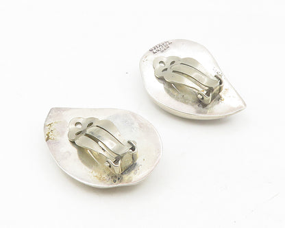 MEXICO 925 Silver  Vintage Shiny Floral Leaf Motif Non Pierce Earrings  EG5560