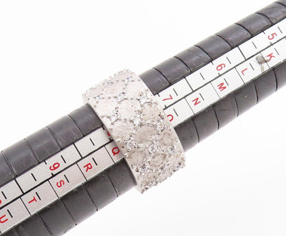 925 Sterling Silver Vintage Ring CZ Criss Cross Pattern Band  Sz 7.5  RG35771