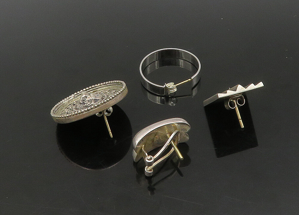 DESIGNER 925 Silver & 14K GOLD  Vintage 4 Pcs Lot Single Earrings  EG11246