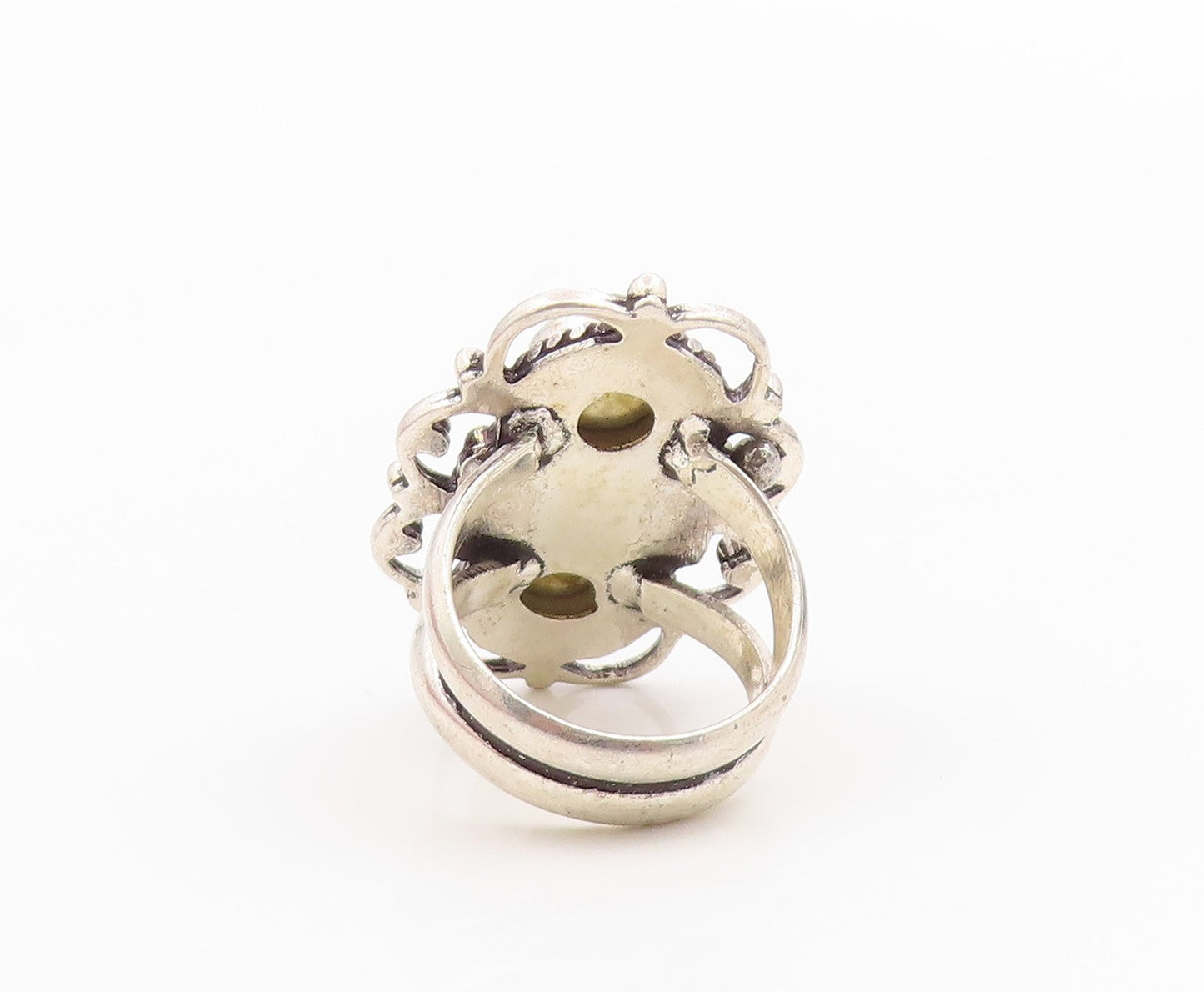 925 Sterling Silver Vintage Ring Cabochon Moonstone Rope Edge Band Sz 6 RG36238