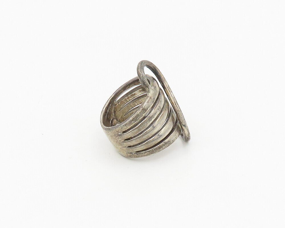 925 Sterling Silver  Vintage Dark Tone Swirl Split Band Ring Sz 6  RG18496