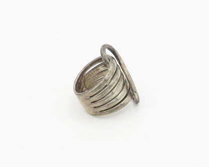 925 Sterling Silver  Vintage Dark Tone Swirl Split Band Ring Sz 6  RG18496
