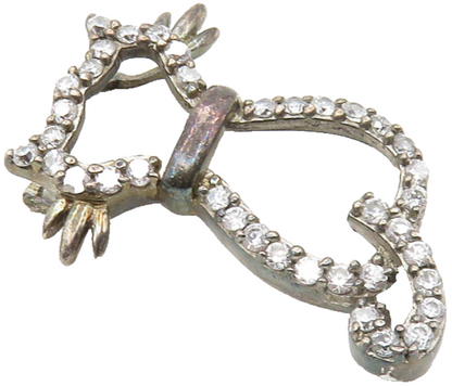 925 Sterling Silver  Vintage Topaz Sitting Cat Motif Outline Pendant  PT7301