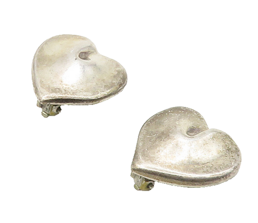 MEXICO 925 Sterling Silver  Vintage Love Heart Motif Non Pierce Earrings  EG9211
