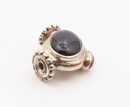 ESPO SIG 925 Sterling Silver  Vintage Black Onyx & Amber Pendant  PT16905
