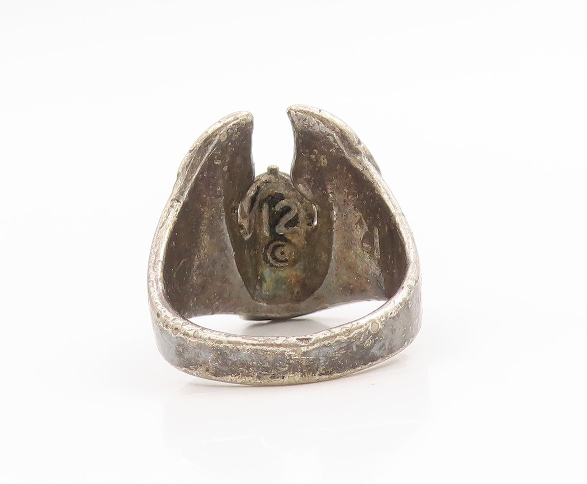 925 Sterling Silver Vintage Ring Etched Viking Warrior Thor Band  Sz 12  RG34574