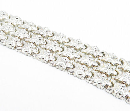 925 Sterling Silver  Vintage Shiny ThreeRow Design Chain Bracelet  BT2396