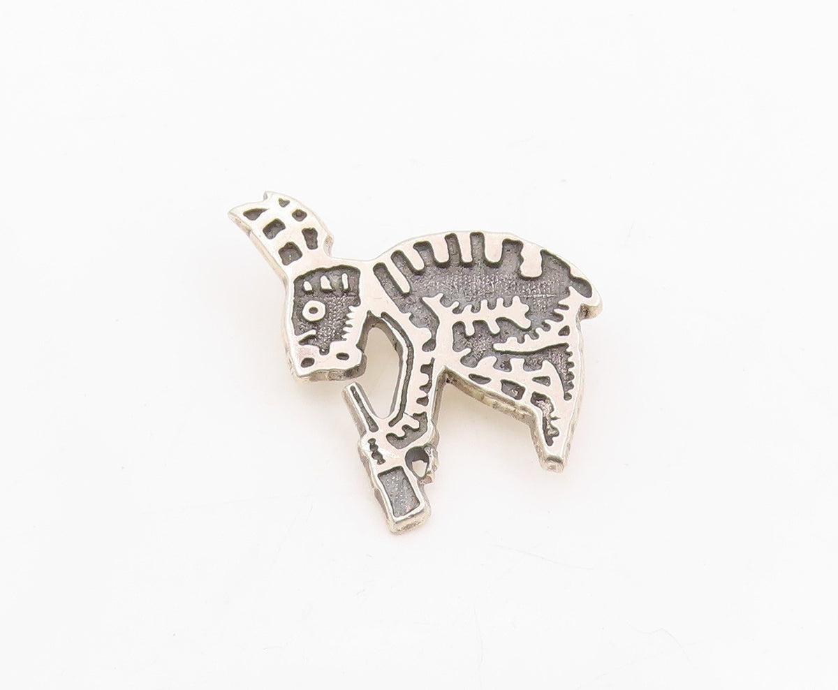 925 Sterling Silver Vintage Brooch Pin Modernist Tribal Animal Motif  BP12248