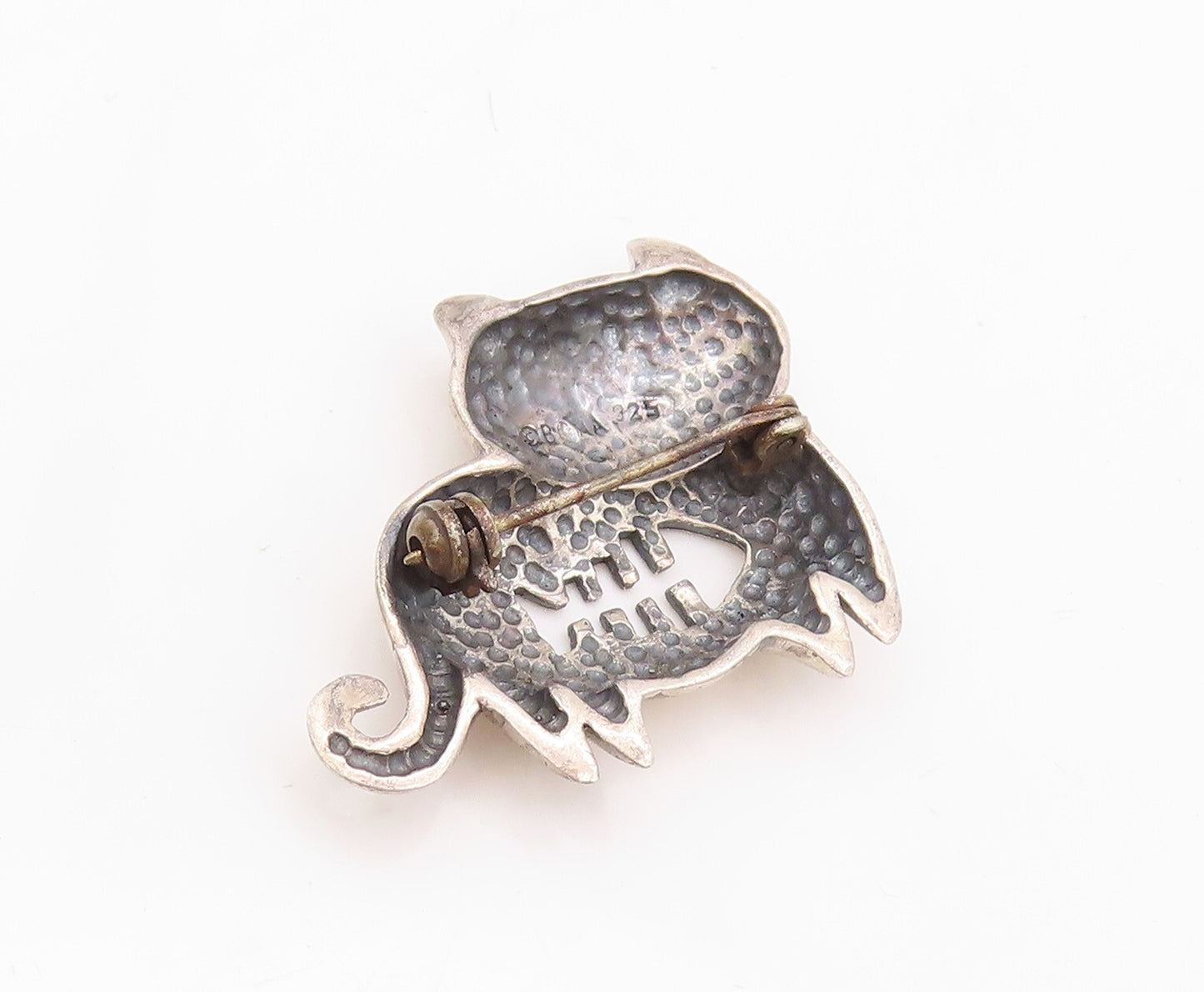 925 Sterling Silver Vintage Brooch Pin BOMA Domed Cat Cut Fish Stomach  BP11159