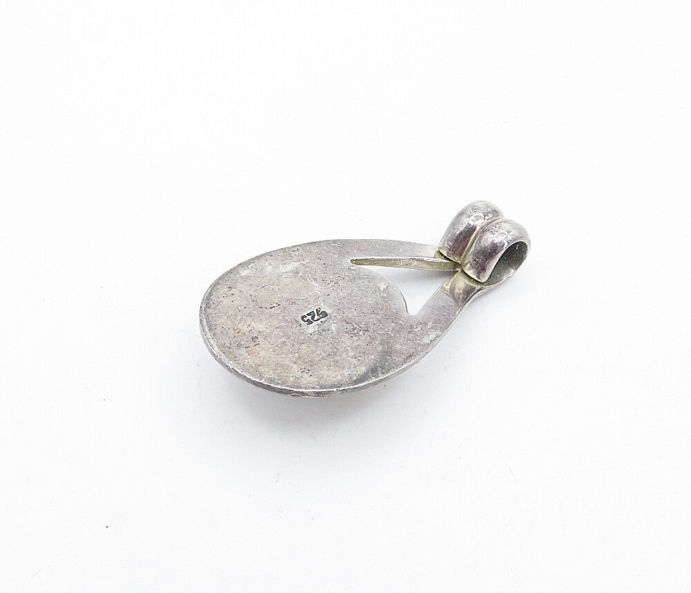 925 Sterling Silver  Vintage Dark Tone Smooth Dome Slide Pendant   PT3058